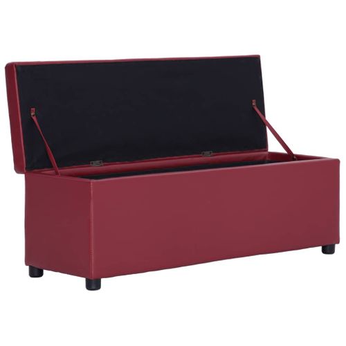 Banc Banquette Avec Compartiment De Rangement 116 Cm Bordeaux Simili 02_0010978