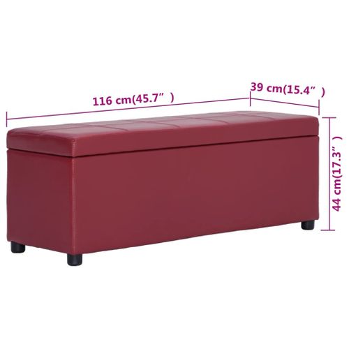 Banc Banquette Avec Compartiment De Rangement 116 Cm Bordeaux Simili 02_0010978