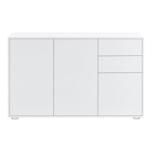 Buffet Commode Meuble De Rangement Pratique Avec 2 Tiroirs 3 Portes 117 Cm Blanc Bril