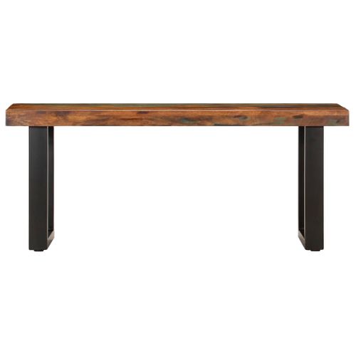 Banc Banquette 110 X 35 X 46 Cm Bois De Récupération Solide Et Acier 02_0011005