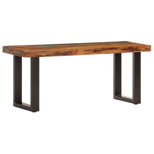 Banc Banquette 110 X 35 X 46 Cm Bois De Récupération Solide Et Acier 02_0011005