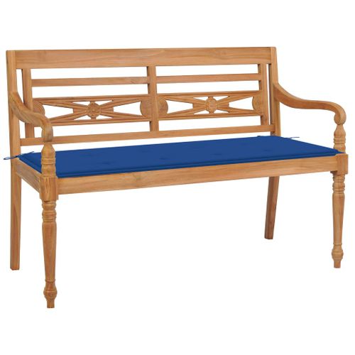 Banc De Jardin Meuble De Patio D'extérieur Terrasse Avec Coussin Bleu Royal 120 Cm Bo
