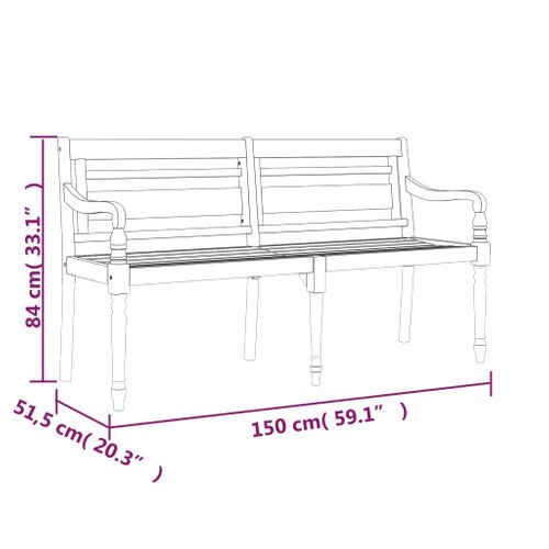 Banc De Jardin Meuble De Patio D'extérieur Terrasse Avec Coussin Rouge 150 Cm Bois De