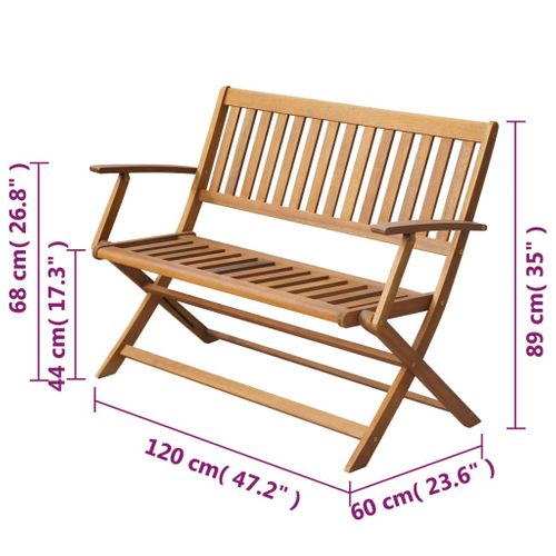 Banc De Jardin Meuble De Patio D'extérieur Terrasse 120 X 60 X 89 Cm Bois D'acacia So