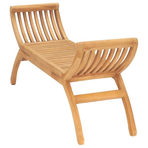 Banc De Jardin Meuble De Patio D'extérieur Terrasse 120 X 35 X 55 Cm Bois De Teck Sol