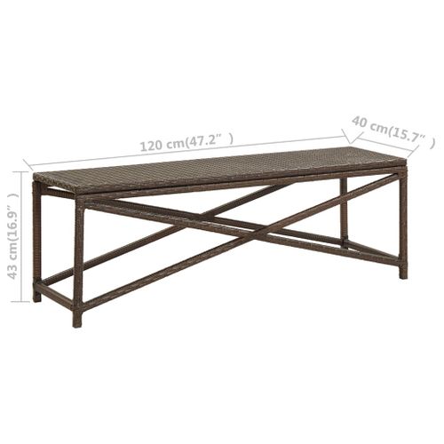 Banc De Jardin Meuble De Patio D'extérieur Terrasse 120 Cm Résine Tressée Marron 02_0
