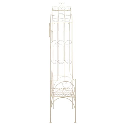 Banc De Jardin Meuble De Patio D'extérieur Terrasse 122 X 43 X 220 Cm Fer Blanc Antiq