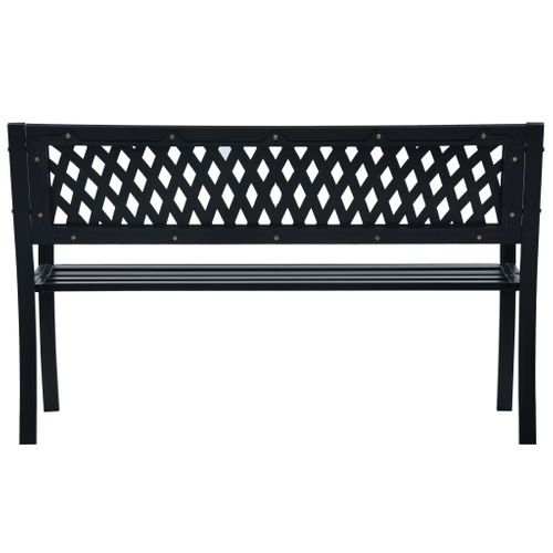 Banc De Jardin Meuble De Patio D'extérieur Terrasse 125 Cm Noir Acier 02_0011233
