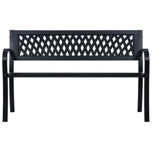 Banc De Jardin Meuble De Patio D'extérieur Terrasse 125 Cm Noir Acier 02_0011233
