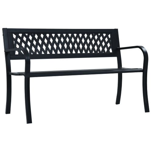 Banc De Jardin Meuble De Patio D'extérieur Terrasse 125 Cm Noir Acier 02_0011233