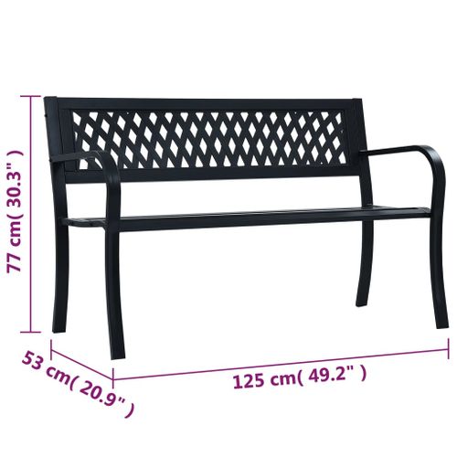 Banc De Jardin Meuble De Patio D'extérieur Terrasse 125 Cm Noir Acier 02_0011233