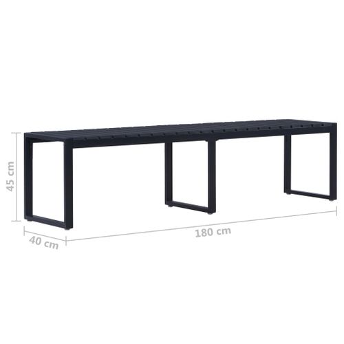 Banc De Jardin Meuble De Patio D'extérieur Terrasse 180 Cm Panneau Ps Noir 02_0011276