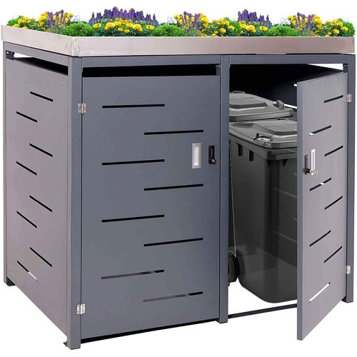 Abri De Poubelles Extérieur Conteneurs à Ordures Avec Bac à Pantes Jusqu'à 4 Bacs 125x140x102 Cm E