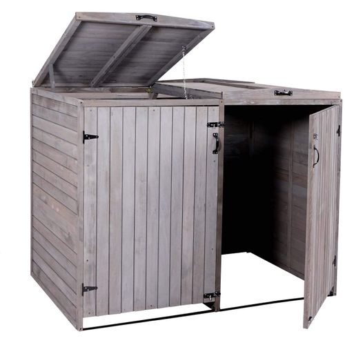 Abri De Poubelles Extérieur Conteneurs à Ordures Jusqu'à 4 Bacs 126x158x98 Cm En Bois Certifié Fsc