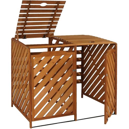 Abri De Poubelles Extérieur Conteneurs à Ordures Jusqu'à 4 Bacs 112x63x96 En Bois Certifié Fsc Mar