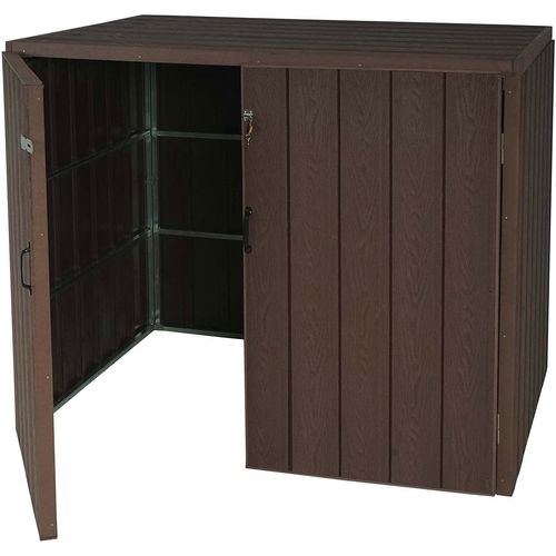 Abri De Poubelles Extérieur Conteneurs à Ordures 117x142x102 Cm Jusqu'à 4 Bacs En Aspect Bois Méta