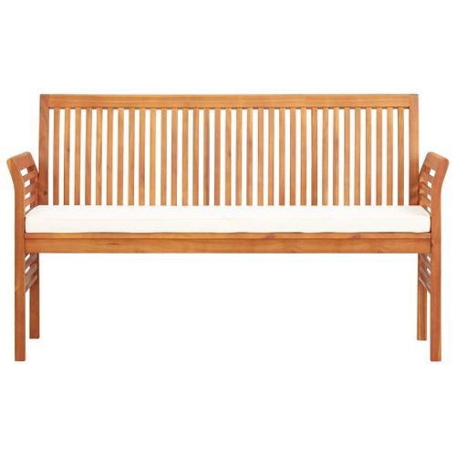 Banc De Jardin Meuble De Patio D'extérieur Terrasse 3 Places Avec Coussin 150 X 60 X 90 Cm Bois