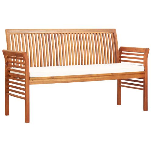 Banc De Jardin Meuble De Patio D'extérieur Terrasse 3 Places Avec Coussin 150 X 60 X 90 Cm Bois
