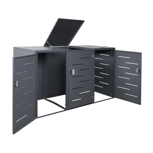 Abri De Poubelles Extérieur Conteneurs à Ordures Avec Couvercle Jusqu'à 6 Bacs 116x212x98 Cm En Ac