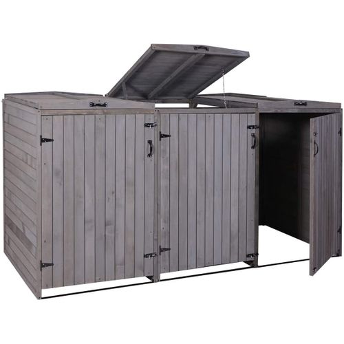 Abri De Poubelles Extérieur Conteneurs à Ordures Jusqu'à 6 Bacs 126x237,5x98 Cm En Bois Certifié F