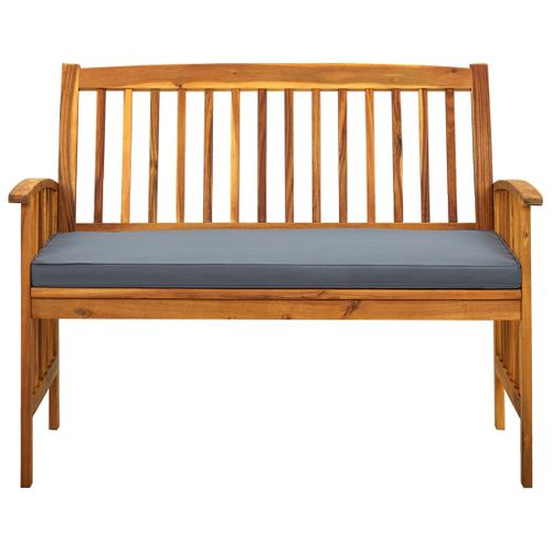 Banc De Jardin Meuble De Patio D'extérieur Terrasse Avec Coussin 119 X 64 X 90 Cm Bois Solide