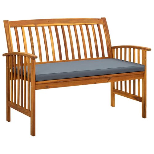 Banc De Jardin Meuble De Patio D'extérieur Terrasse Avec Coussin 119 X 64 X 90 Cm Bois Solide