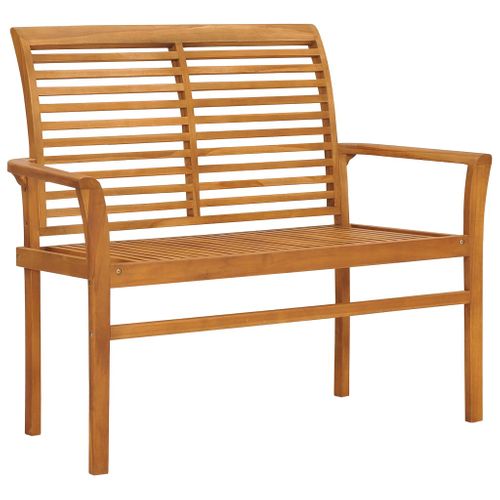 Banc De Jardin Meuble De Patio D'extérieur Terrasse Avec Coussin Rouge Bordeaux 112 X 55 X 94 Cm
