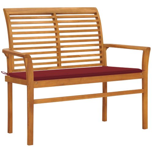 Banc De Jardin Meuble De Patio D'extérieur Terrasse Avec Coussin Rouge Bordeaux 112 X 55 X 94 Cm
