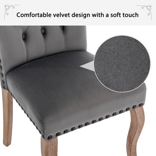 Lot De 6 Chaises De Salle à Manger Rembourrée Avec Garniture Tête De Clou, Pieds En Bois Massif, Rev