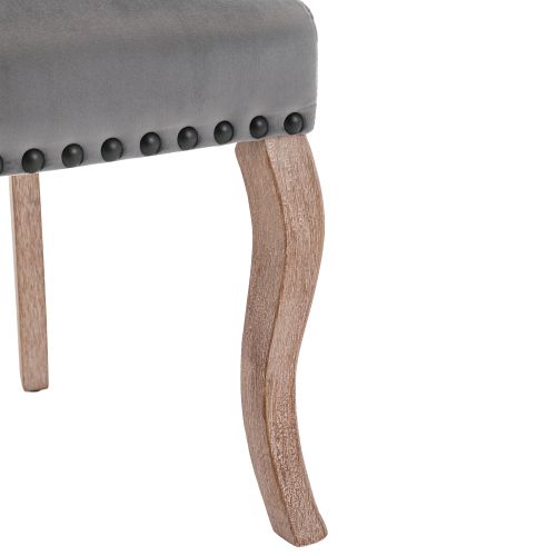 Lot De 6 Chaises De Salle à Manger Rembourrée Avec Garniture Tête De Clou, Pieds En Bois Massif, Rev