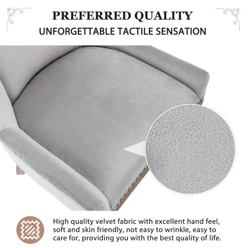 Lot De 6 Chaises De Salon Luxueuse Rembourrée, Pieds En Bois Massif Et En Velours, Gris