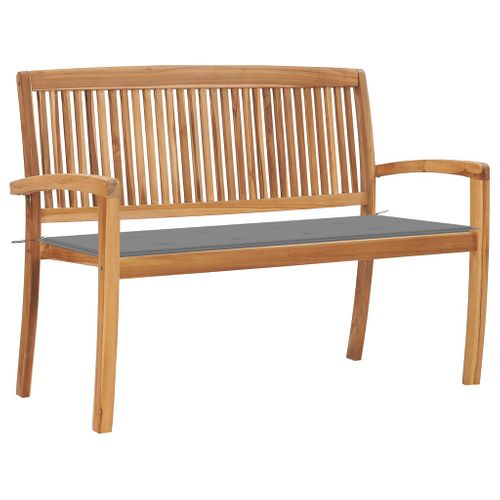 Banc De Jardin Meuble De Patio D'extérieur Terrasse Empilable Et Coussin 128,5 X 57,5