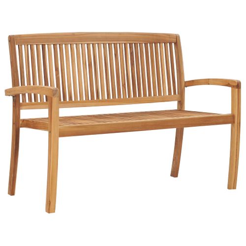 Banc De Jardin Meuble De Patio D'extérieur Terrasse Empilable Et Coussin 128,5 X 57,5 X 90 Cm Bois