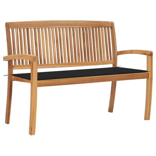 Banc De Jardin Meuble De Patio D'extérieur Terrasse Empilable Et Coussin 128,5 X 57,5
