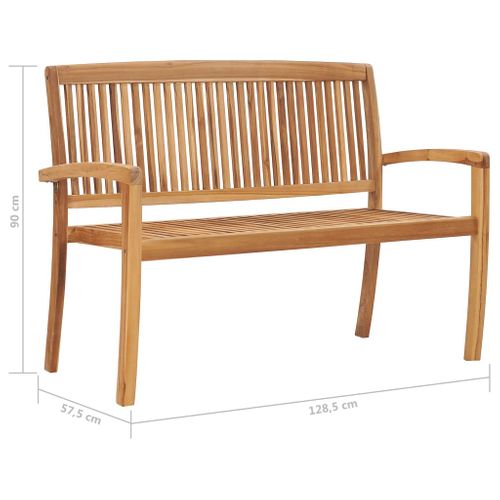 Banc De Jardin Meuble De Patio D'extérieur Terrasse Empilable Et Coussin Bleu 128,5 X