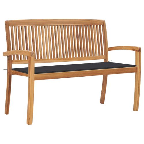 Banc De Jardin Meuble De Patio D'extérieur Terrasse Empilable Et Coussin Anthracite 128,5 X 57,5