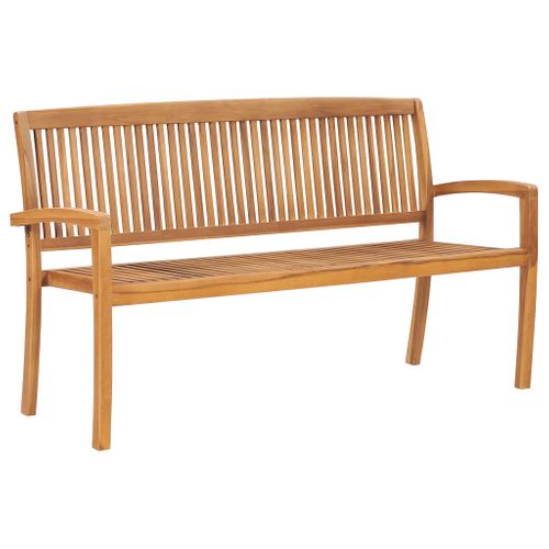 Banc De Jardin Meuble De Patio D'extérieur Terrasse Empilable Et Coussin 159 Cm Bois