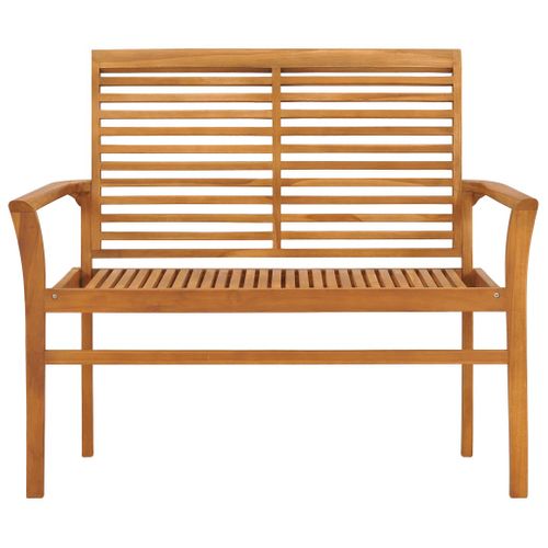 Banc De Jardin Meuble De Patio D'extérieur Terrasse Et Coussin Anthracite 112 Cm Bois De Teck
