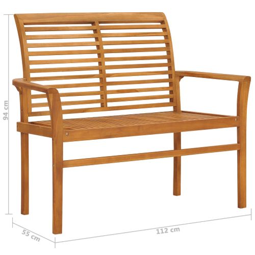 Banc De Jardin Meuble De Patio D'extérieur Terrasse Et Coussin Anthracite 112 Cm Bois De Teck
