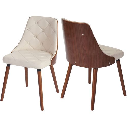 Lot De 2 Chaises De Salle à Manger Capitonné Design Chic En Bois Noyer Et Assise En Synthétique Cr