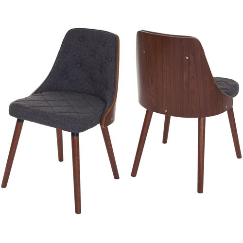 Lot De 2 Chaises De Salle à Manger Capitonné Design Chic En Bois Noyer Et Assise En Tissu Gris Cds