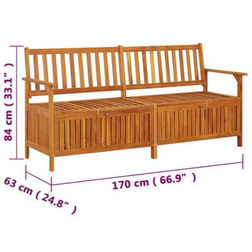 Banc De Jardin Meuble De Patio D'extérieur Terrasse De Rangement 170 X 63 X 84 Cm Bois D'acacia