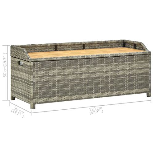 Banc De Jardin Meuble De Patio D'extérieur Terrasse De Rangement De Jardin 120 Cm Résine Tressée