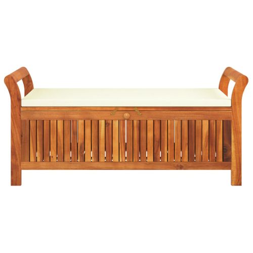 Banc De Jardin Meuble De Patio D'extérieur Terrasse De Rangement De Jardin Avec Coussin 126 Cm Bois