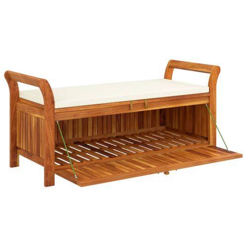 Banc De Jardin Meuble De Patio D'extérieur Terrasse De Rangement De Jardin Avec Coussin 126 Cm Bois