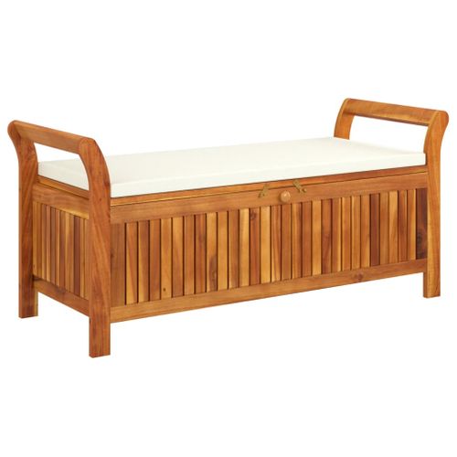 Banc De Jardin Meuble De Patio D'extérieur Terrasse De Rangement De Jardin Avec Coussin 126 Cm Bois
