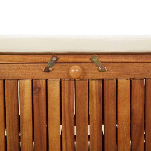 Banc De Jardin Meuble De Patio D'extérieur Terrasse De Rangement De Jardin Avec Coussin 126 Cm Bois