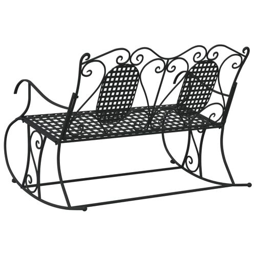 Banc De Jardin Meuble De Patio D'extérieur Terrasse à Bascule 2 Places 113 Cm Noir