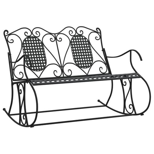 Banc De Jardin Meuble De Patio D'extérieur Terrasse à Bascule 2 Places 113 Cm Noir