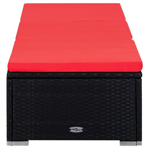 Chaises Longues De Jardin Table à Thé 3 Pièces Résine Tressée Noir 02_0011923